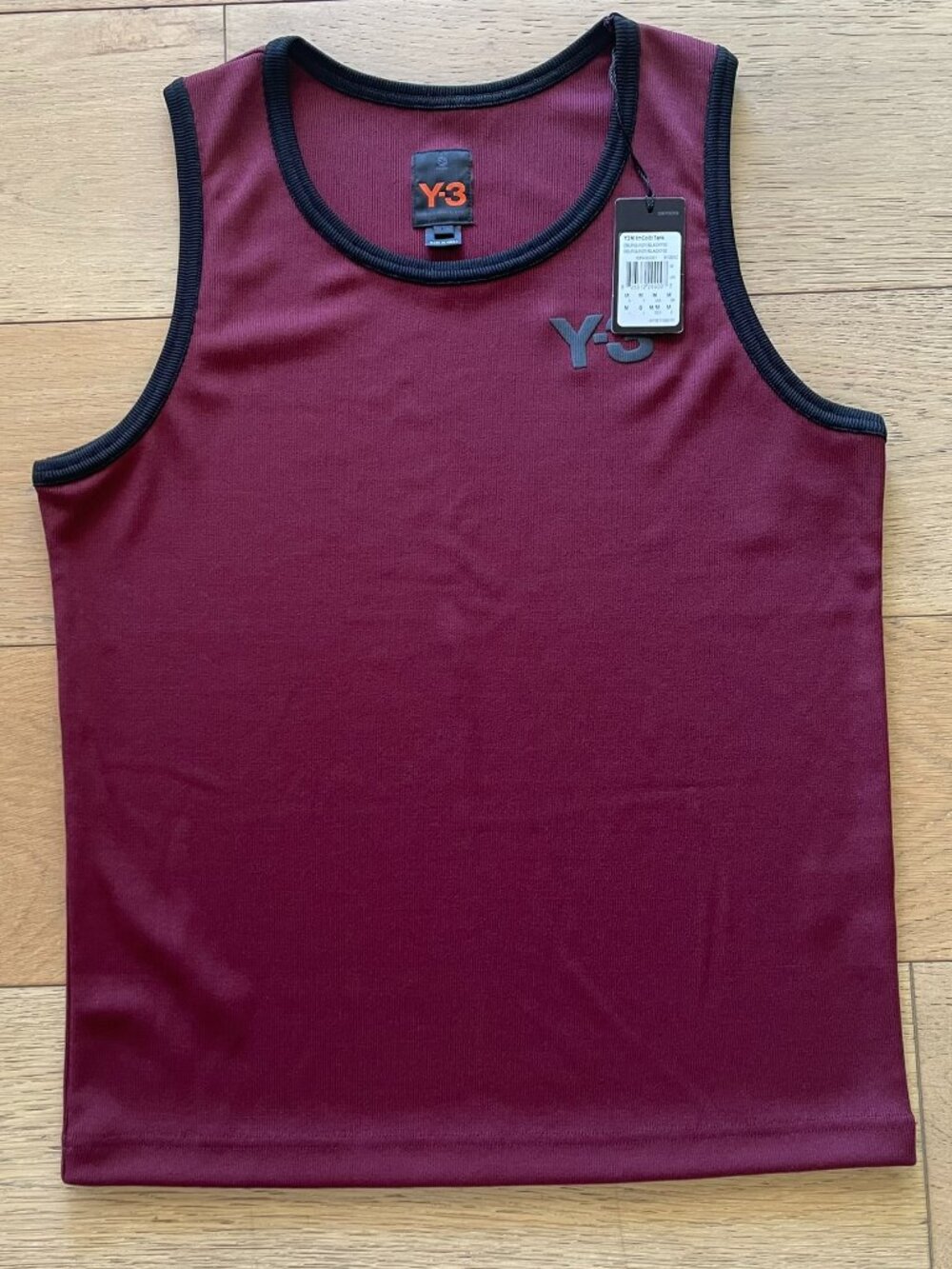 Y-3 Yohji Yamamoto Ribbed Tank Top – Dark Burgundy/Black – Men's L – NWT